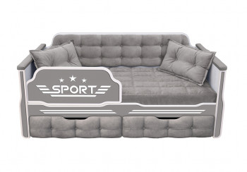 Кровать 160 серии Спорт 2 ящика 45 Серый (подушки) в Новокремлёвском - novokremlyovskoe.mebel54.com | фото
