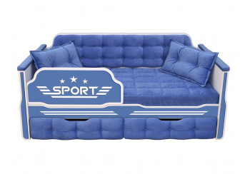 Кровать 190 серии Спорт 2 ящика 85 Синий (подушки) в Новокремлёвском - novokremlyovskoe.mebel54.com | фото