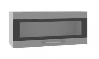 Норд ШВГС 800 Шкаф верхний горизонтальный со стеклом (Софт черный/корпус Белый) в Новокремлёвском - novokremlyovskoe.mebel54.com | фото