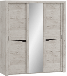 Шкаф трехдверный Соренто с раздвижными дверями Дуб бонифаций/Кофе структурный матовый в Новокремлёвском - novokremlyovskoe.mebel54.com | фото